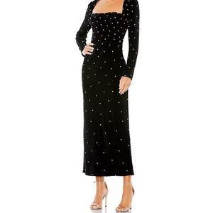 IEENA Mac Duggal rhinestone black midi dress NWT size 12